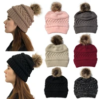 stylish faux fur pom poms knitted hat winter skullies beanies caps for lady girls lovely warm beanie hats bonnet gorro