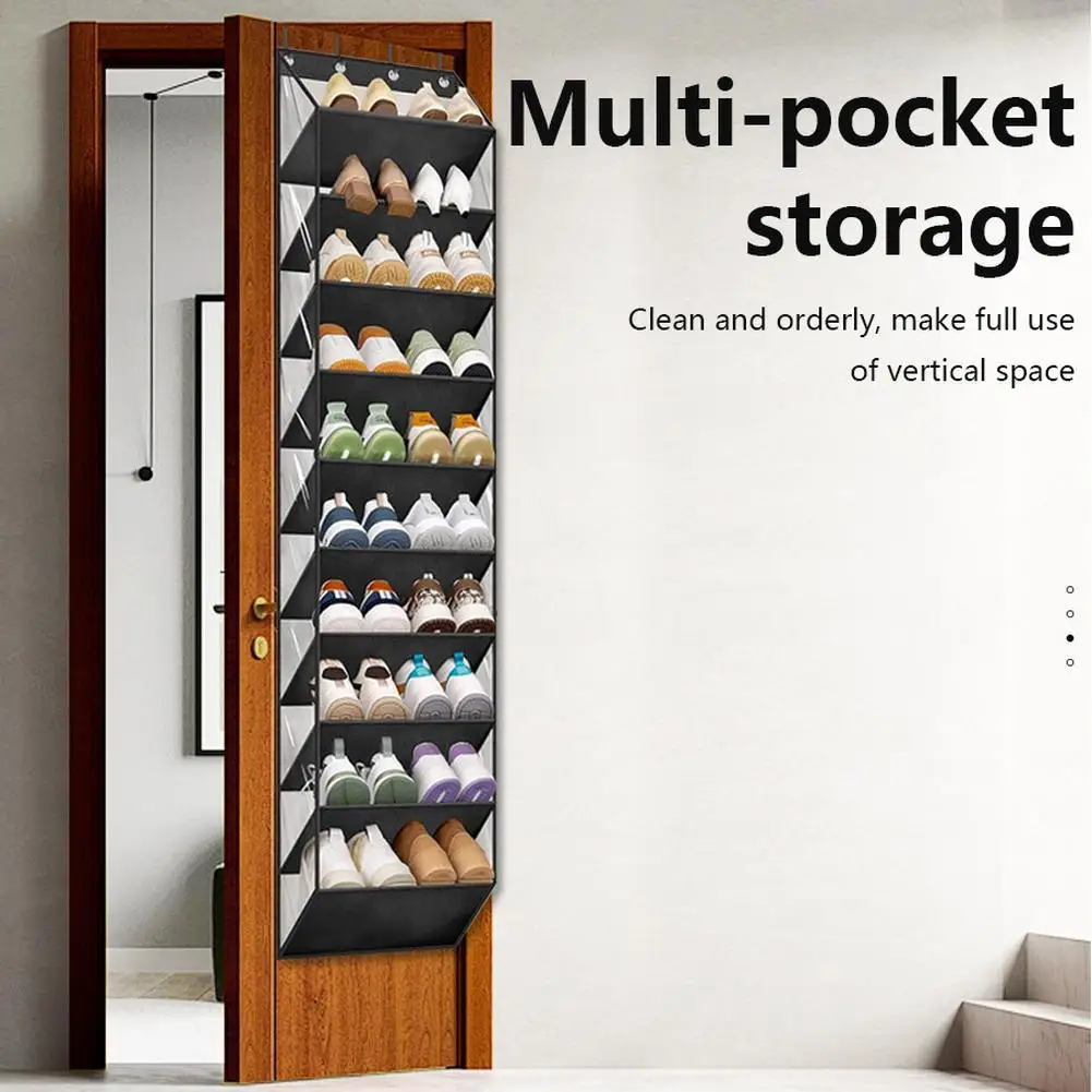 10 Tier Over The Door Shoe Organizer Hanging Shelve For Closet With 4 Metal Hooks Large Capacity