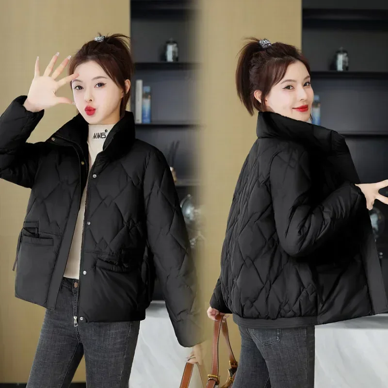 PinkyIsЧерная осенне-зимняя женская куртка-пуховик корейская модная пуховая