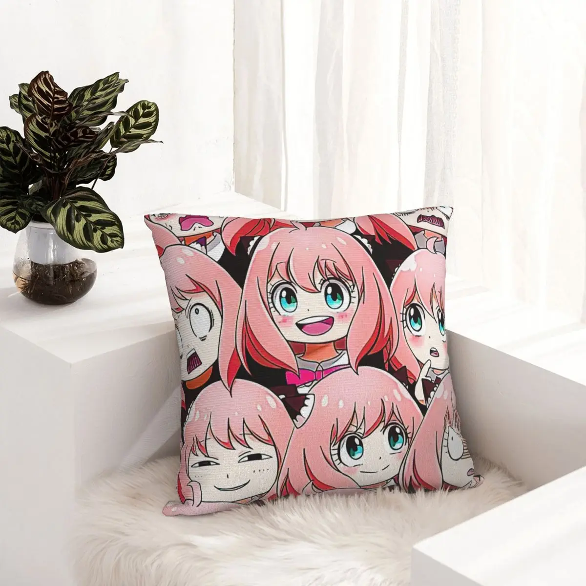 Spy X Famlily Throw Pillow Square Case Polyester Cushions for Sofa Family Anya Forger Custom Pillowcover Home Decor
