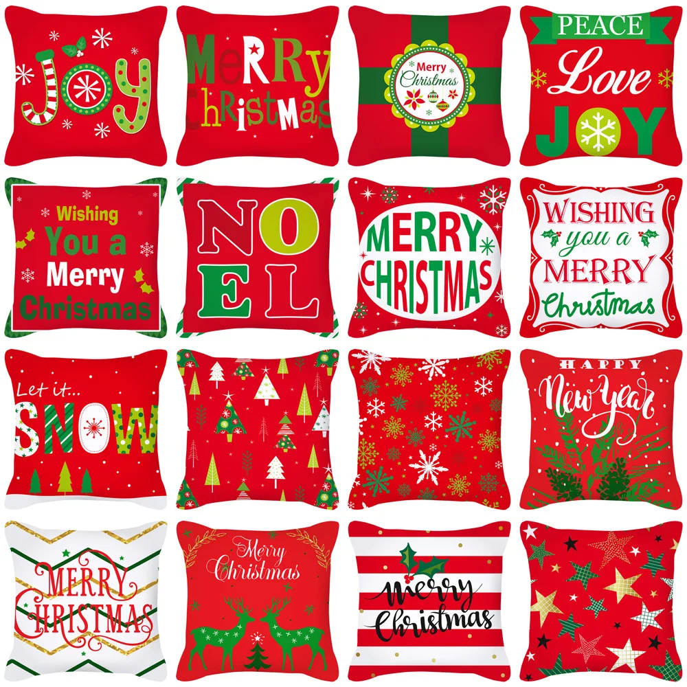 

45*45cm New Cartoon Christmas Pillow Cover Holiday Gift Square Cushion Cover Wholesale Furniture Supplies Pillow