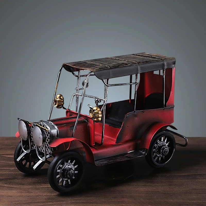 

Retro Car Model Tin Material Home Decor Ornaments Handicraft Cabinet Furnishings