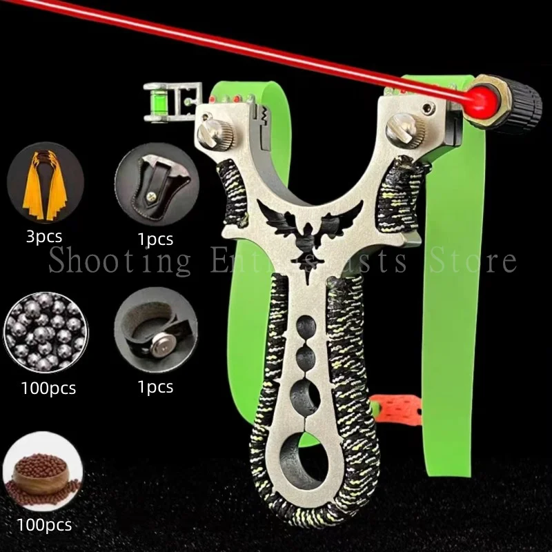 

Outdoor Competitive Power Slingshot Alloy Slingshot Laser Slingshot Fast Pressing Precision Flat Leather Slingshot Adult