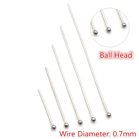 Sem desbotamento 100pcs/lote 20-70 mm 316 pinos de bola de aço inoxidável Pinos de bola de cabeça para jóias que produzem suprimentos diy acessórios