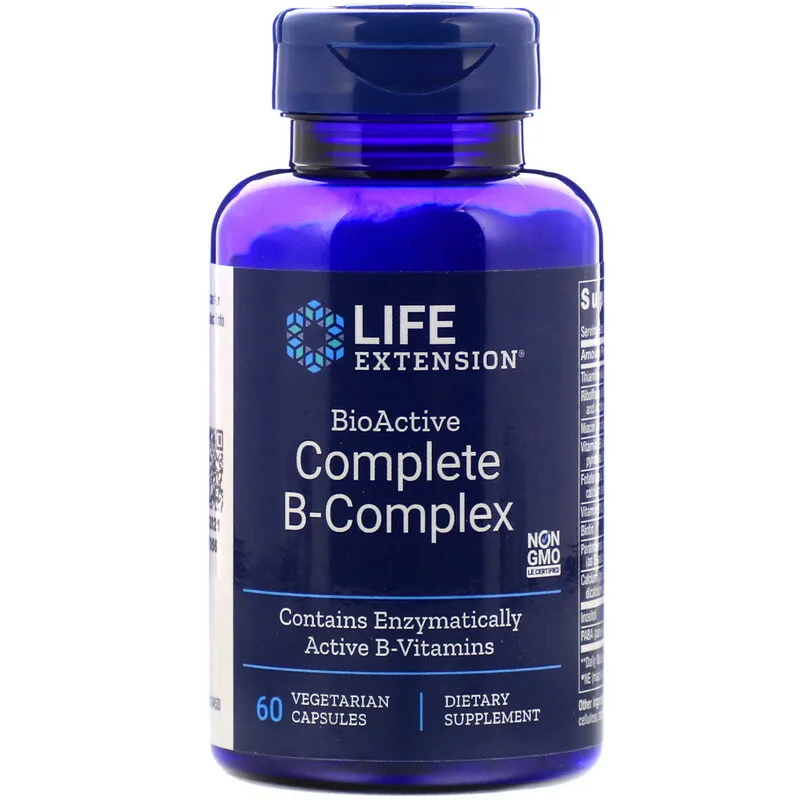 Биологически активный комплексный B-комплекс, 60 вегетарианских капсул, производство энергии, Когнитивная функция, бесплатная доставка