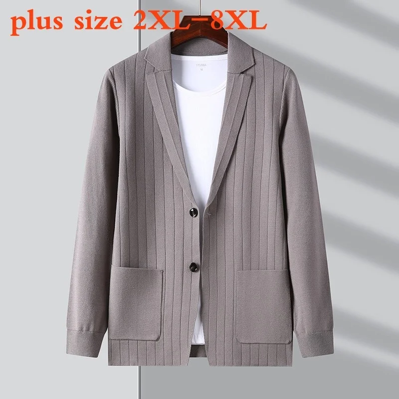 

Spring New arrival large fashion super Autumn Men Suit Collar Knitted Cardigan Coat Size 2XL 3XL 4XL 5XL 6XL 7XL