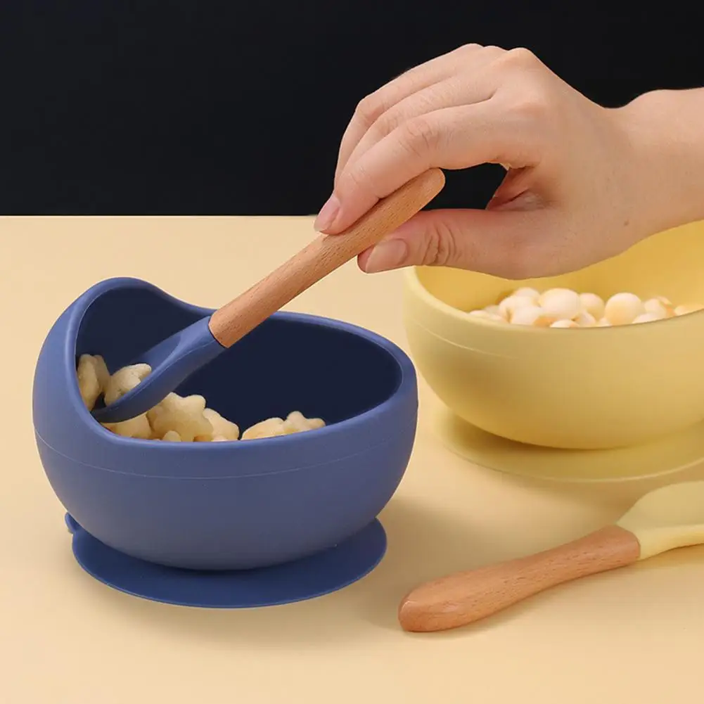 

Unbreakable Feeding Bowl Anti-crack Silicone Food Grade Spoon Included Suction Bowl Baby Stuff