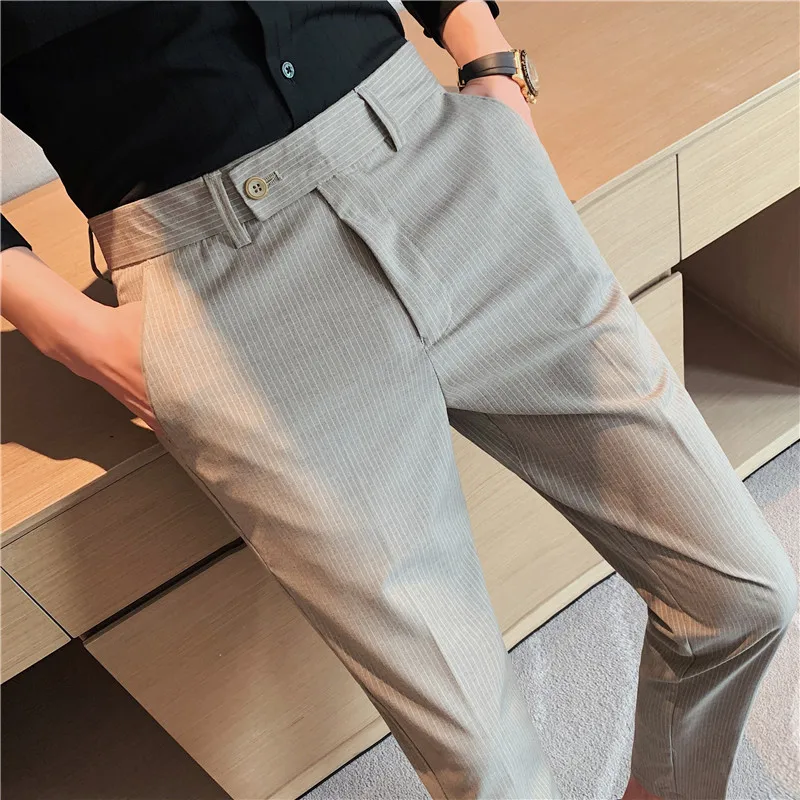 2022 Striped Business Dress Pants Men 