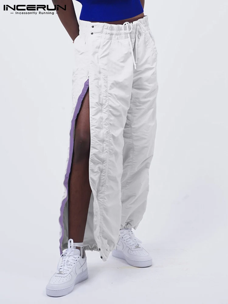 

Men's Drawstring Pantalons Fashion Hot Sale Loose Comfortable Long Pants Side Slit Zipper Stitching Trousers S-5XL INCERUN 2022