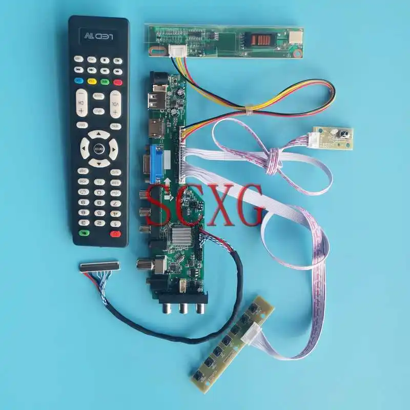 

DVB Digital LCD Controller Board Fit LTN156AT01 N156B3 USB VGA AV RF HDMI-Compatible 1366*768 30 Pin LVDS DIY Kit 1-CCFL 15.6"