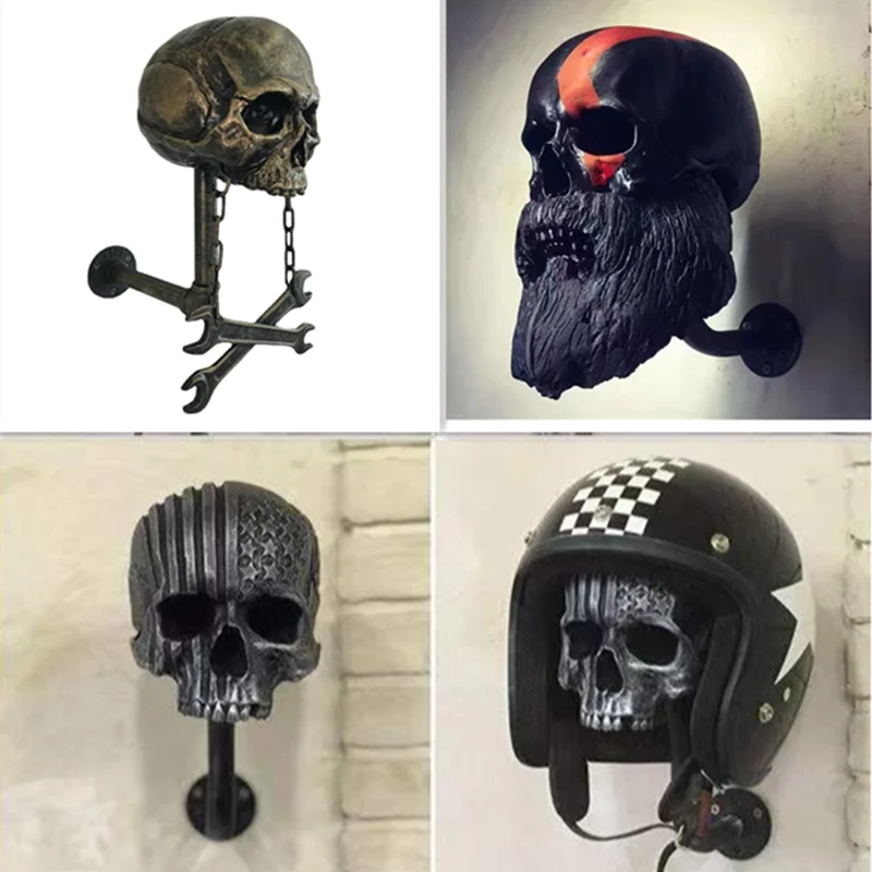 

Skull Bone Beard Ghost Hat Key Stand Hanger Motorcycle Helmet Holder Rack Wall Mounted Hook Cool Father'S Day Birthday Gift