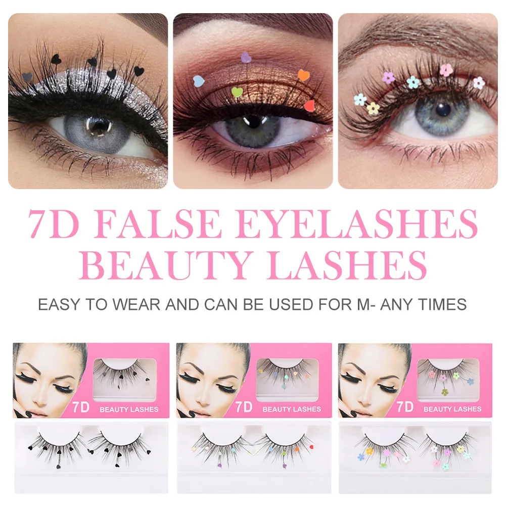 

3D Glitter Sequin False Eyelashes Natural Fluffy Eye Lashes For Party Date Wedding Photos Fake Eyelashes Eye Makeup