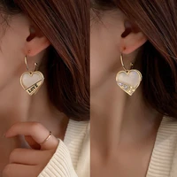 white heart earrings ladies fashion double layer rhinestone drop glaze simple korean pendant earrings exquisite gift jewelry