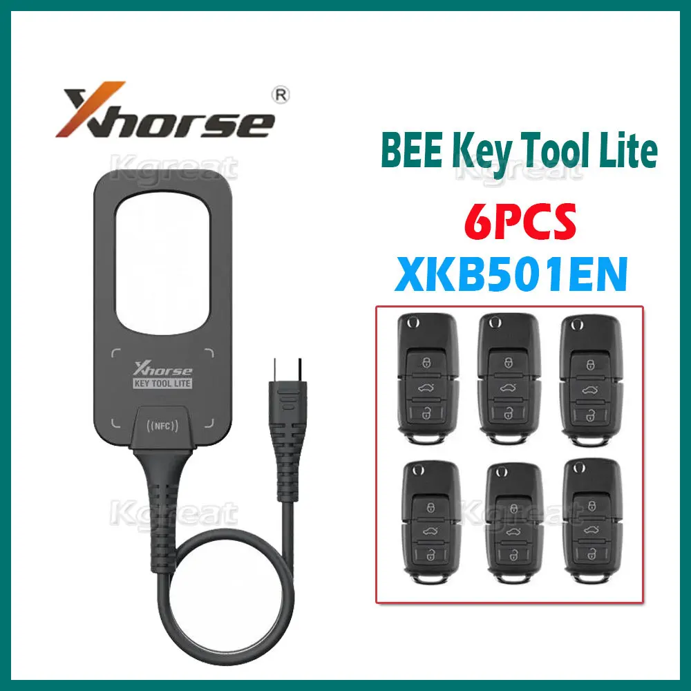 

Xhorse VVDI BEE Key Tool Lite приемопередатчик для обнаружения частоты клон с 6 шт. проводных ключей XKB501EN Поддержка Android с портом Type C