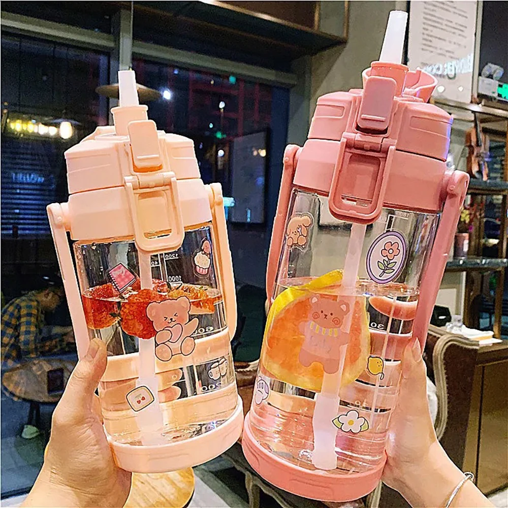 

YCALLEY Sports Water Bottle 1450ML Straw With Dust-proof And Leak-Proof Cover Outdoor Portable Sports Plastic Space Bottles