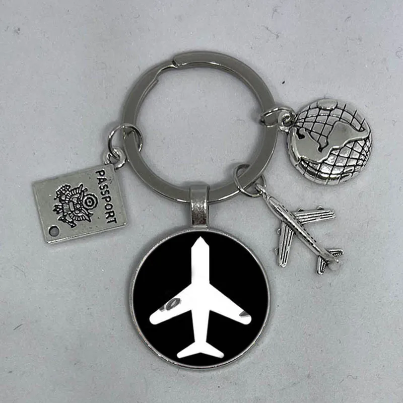 Модные ювелирные изделия купол стеклянный сплав брелок самолет металлическая