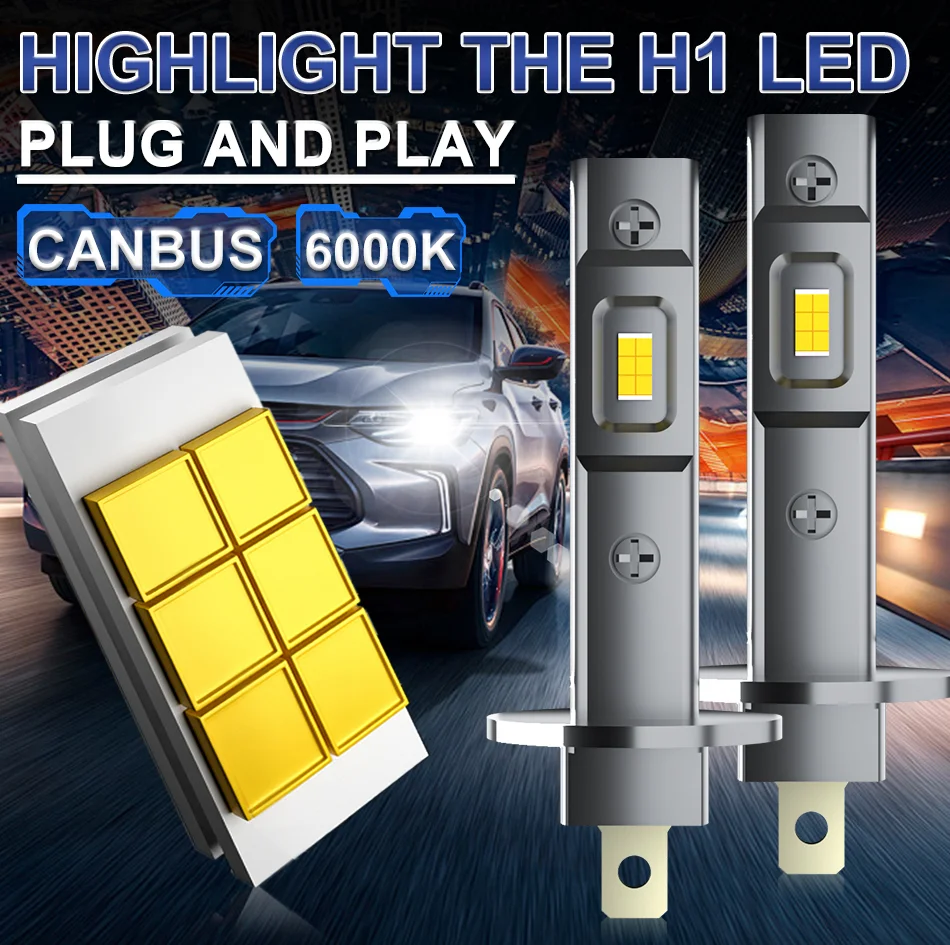 Фото Светодиодные фары 10000W 2PCS H1 Лампочка 1000000LM 5570 CSP чип LED H1 Автомобильные фары без вентилятора 1: 1 Мини - диодные противотуманные фары 12V 3000K 6000K №3