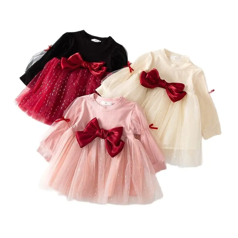 

Новинка 2022, весеннее платье для девочек с бантом, платье для вечеринки в честь Дня Рождения, платье для маленьких девочек, балетное вечернее ...