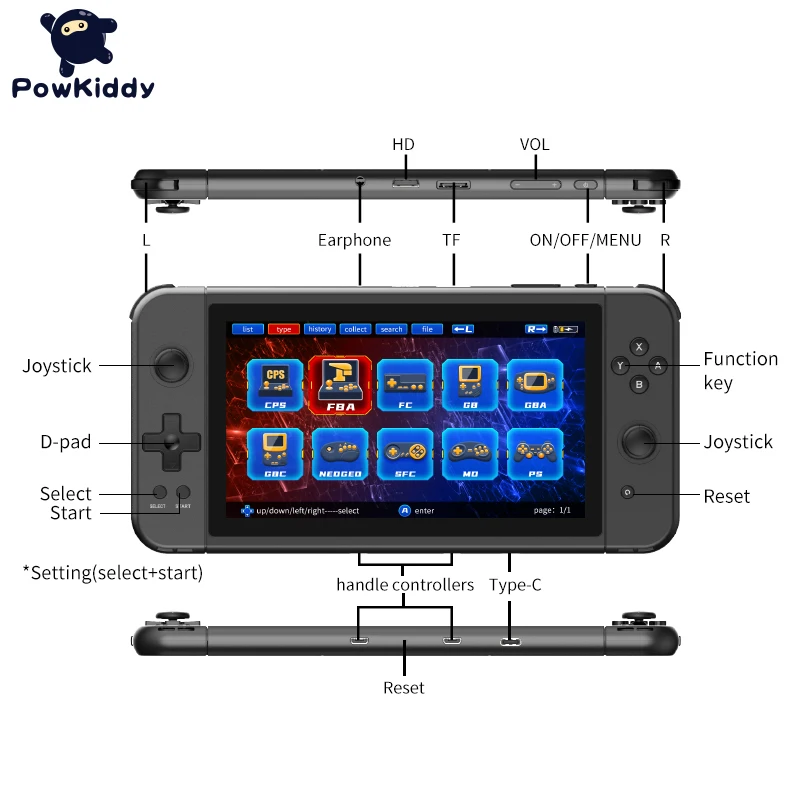 New POWKIDDY X70 Handheld Game console 7 inch HD Screen Retro Game Cheap Children's Gifts Support Two-Player Games