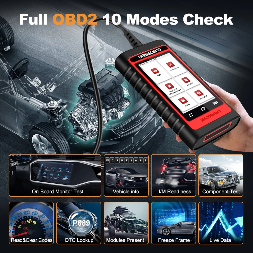 Сканер ThinkScan SD6 ABS SRS A/F ECM TCM BCM IC OBD2 с 5 функциями сброса |