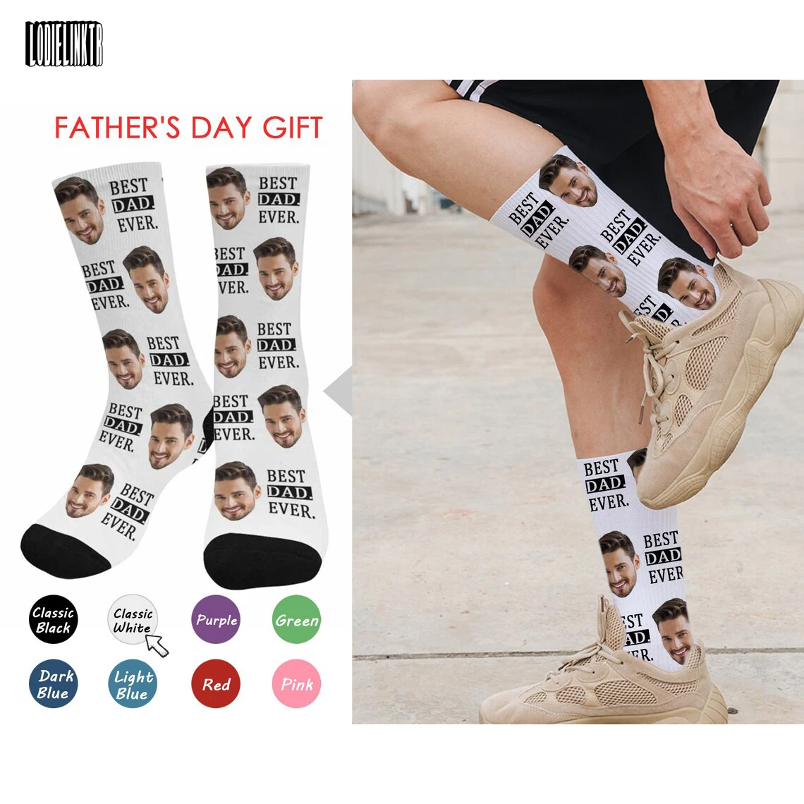 Custom Socks For Best Dad Ever Personalized Photo Print Father's Day Gifts Father-to-be Socks With Face Daddy Birthday Socks