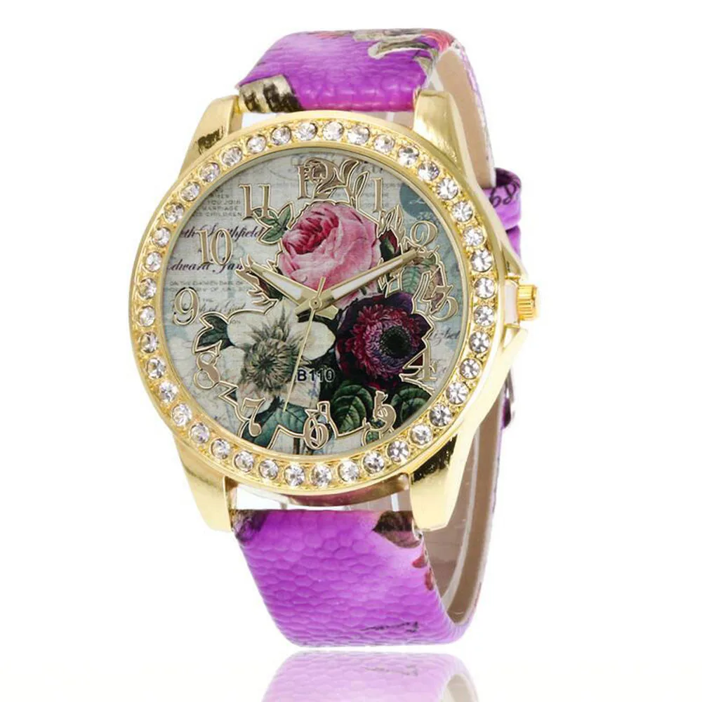 

Easy Read Watch Digital Wrist Watch Pattern Fashion Analog Wristwatches Leather Quartz Rose Easy Read Watch Digital Wrist Watch