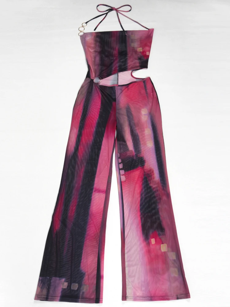 Bonnie Forest женские сетчатые комбинезоны с капюшоном и принтом тай-дай сексуальные