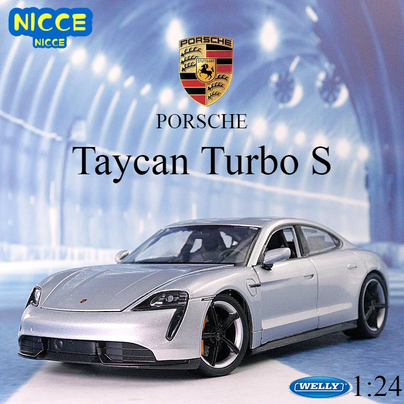 

Welly 1:24 Porsche Taycan Turbo S Car Alloy Car Model Simulation Car Decoration Collection Gift Toy Die-casting Model Boy Toy