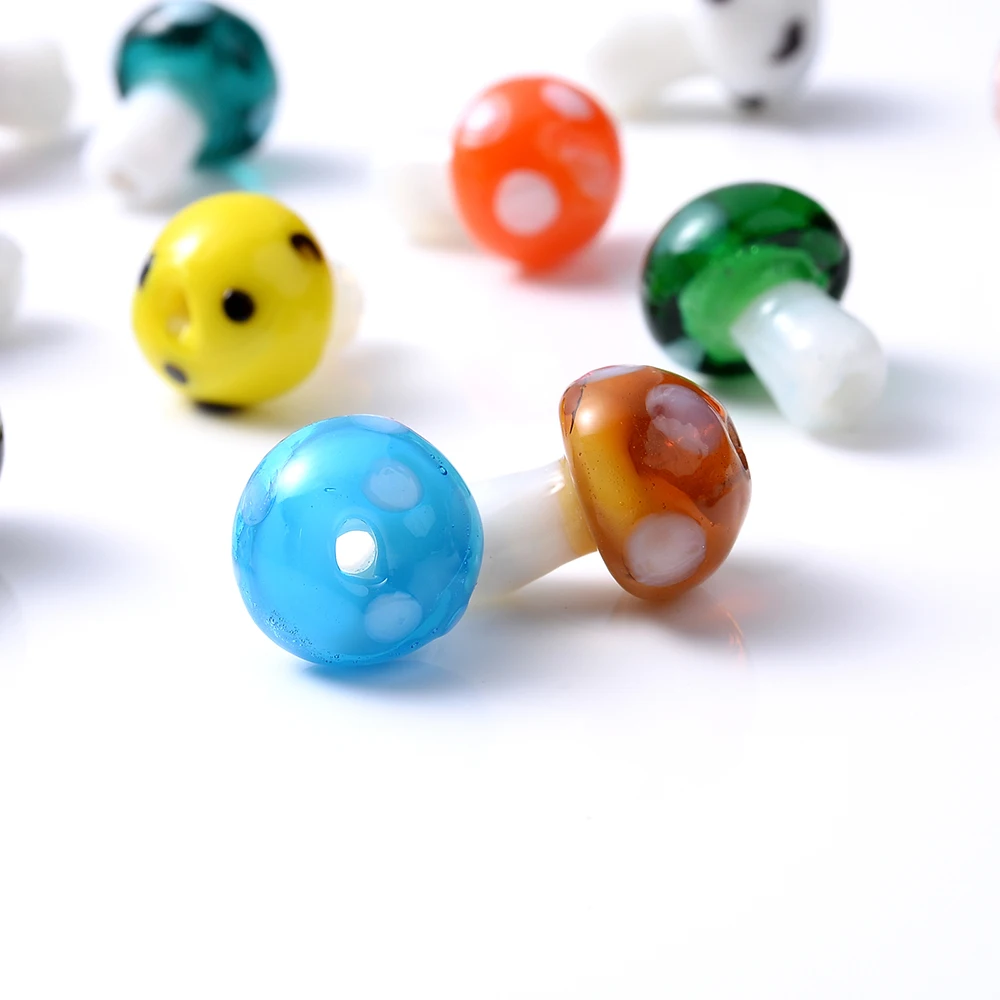 10pcs 10x14mm 11x16mm Mushroom Shape Lampwork Glass Loose Beads for Bracelet Necklace DIY Crafts Jewelry Making Findings - купить по