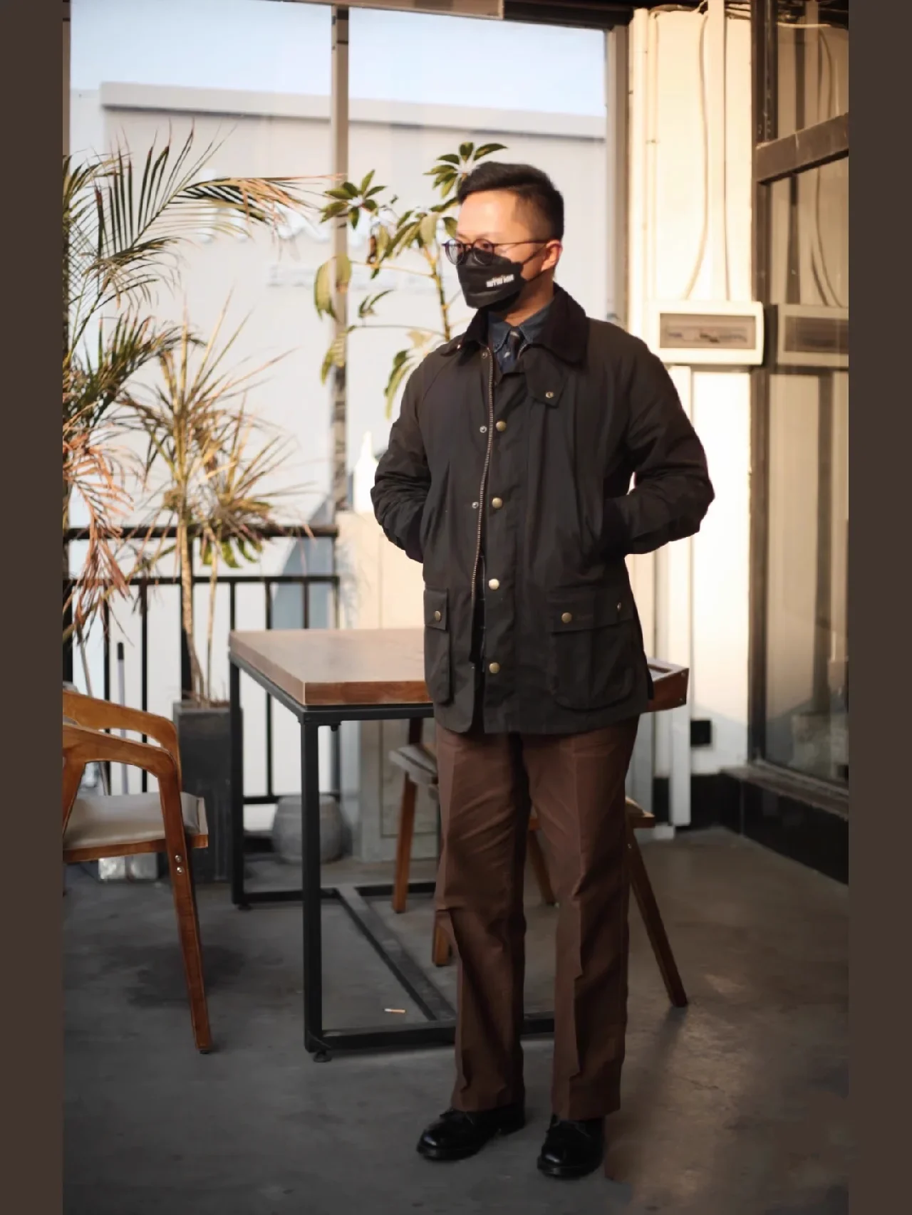 Barbour Американский ретро-восковой плащ средней длины с лацканами