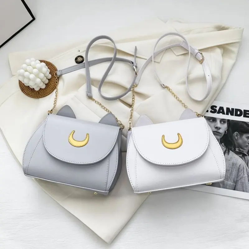 

Sailor MoonPU Leather Crossbody Bag Single Shoulder Bag Storage Bag Toy Women's Fashion Candy Bow Short Wallet Cute Cat Ear Bag