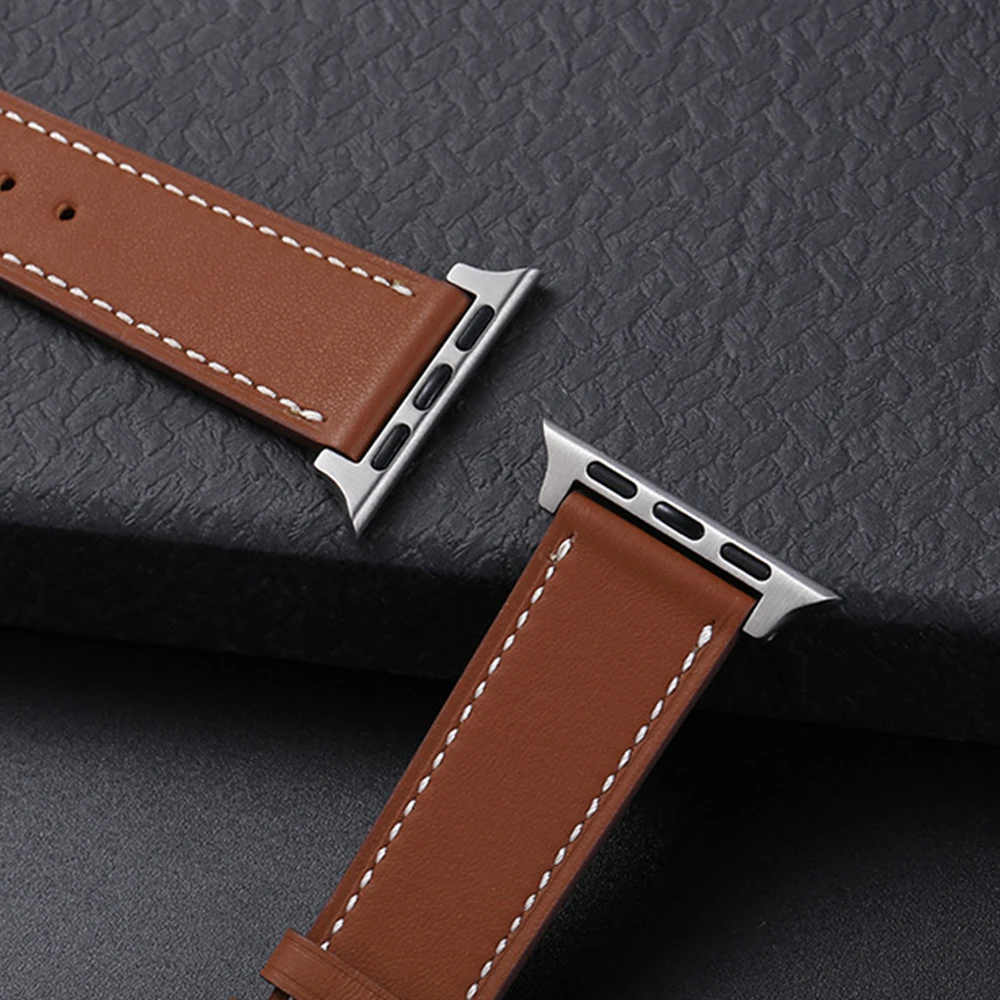 Фото Кожаный ремешок для Apple Watch Band 49 мм 45 мм 44 мм 42/41 мм 40/38 мм, браслет для смарт-часов, аксессуары для iWatch Series 2 3 4 5 SE 6 7 8 №4