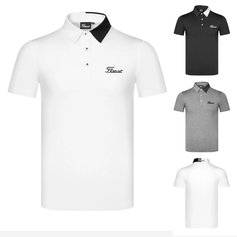 

Men's Golf T-shirt Summer Sports Golf Apparel Short Sleeve Shirt Dry Fit Breathable Stretchy Polo Shirts for Men