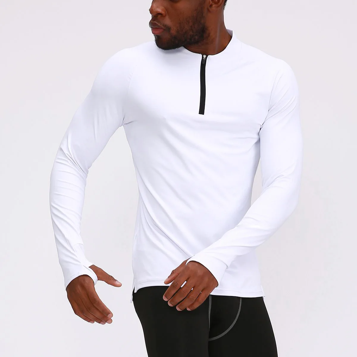 

2023 Fashion Zipper Crew Neck Sports Long Sleeve T-shirt Men's GREY