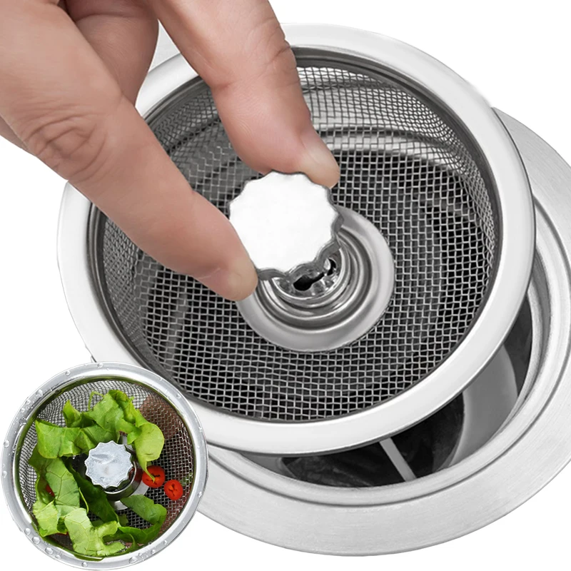

Kitchen Sink Filter Anti-blocking Sink Sewer Mesh Strainers Stainless Steel Bathroom Floor Drains Hair Catcher Waste Filter Tool