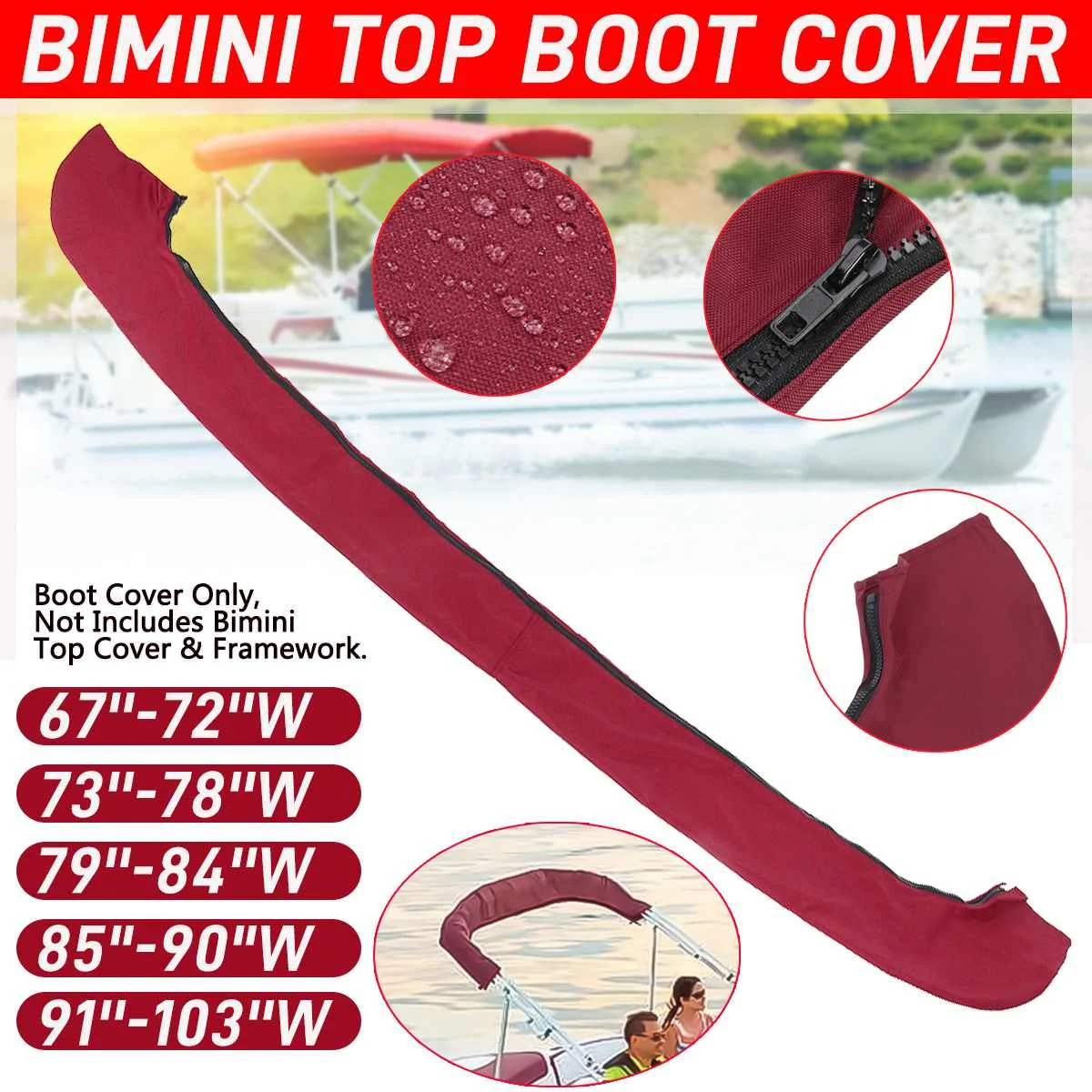 

600D 4 BOW Bimini Boat Roof Canopy Boot Cover Waterproof Yacht Boat Top Tent Cover Anti-UV Dust-proof Cover