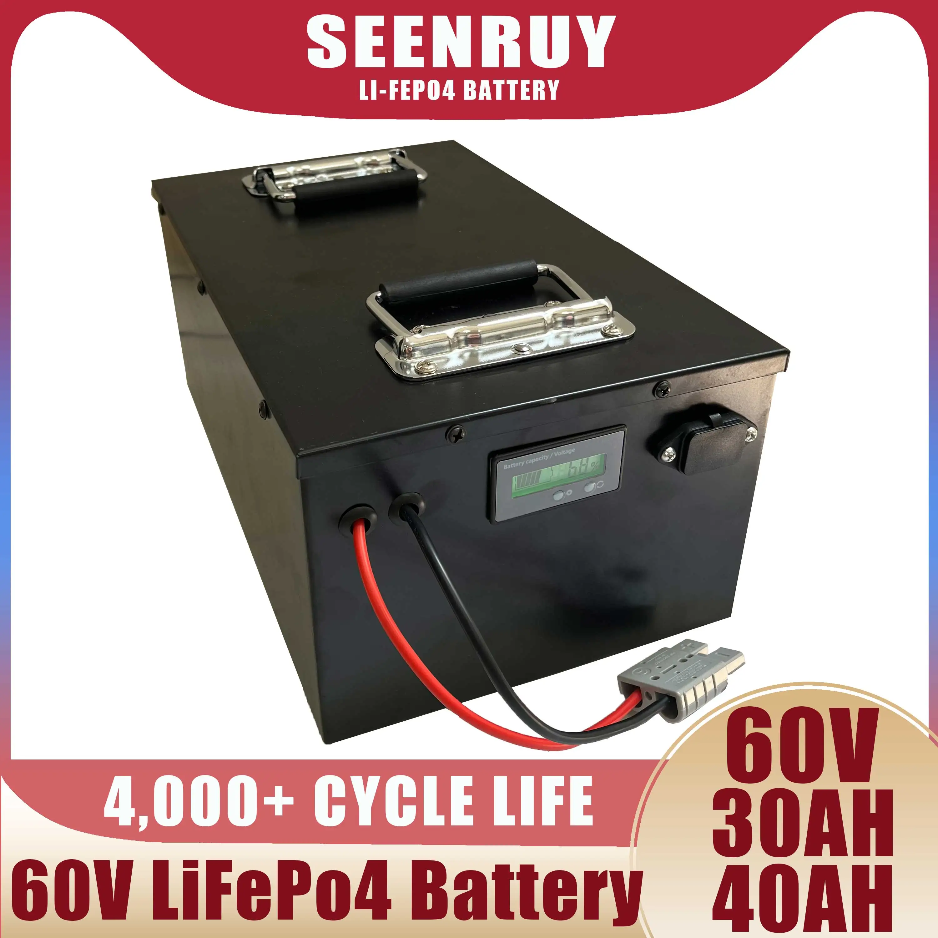 

60V 30AH 40AH Lifepo4 Built-in BMS Lithium Iron Phosphate Battery For Bakfiets Tricycle Electric Scooter Bicycle MotorCycle