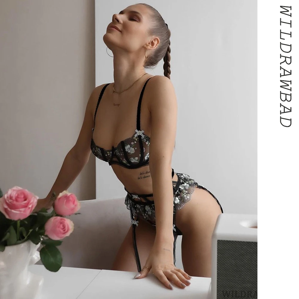 

Женское нижнее белье Babydoll, комплект с вышивкой, сексуальное нижнее белье, корсет, боди, высокая талия, подвязка, женская пляжная одежда