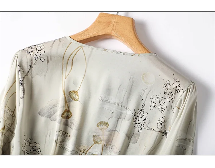 Шифоновая женская рубашка летняя винтажная блузка с принтом трендовая
