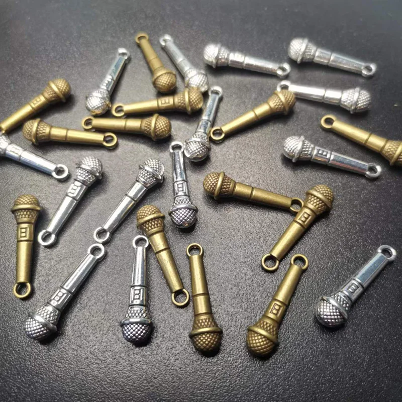 

10pcs Alloy Microphone Charm Tibetan Silver Pendant Findings Accessories DIY Vintage Choker Necklace