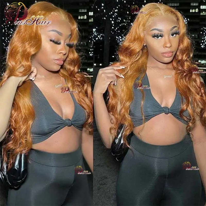 Ginger Brown Lace Front Human Hair Wigs Pre Plucked For Women Blonde Body Wave Transparent Lace Frontal Wigs Peruvian Remy Hair