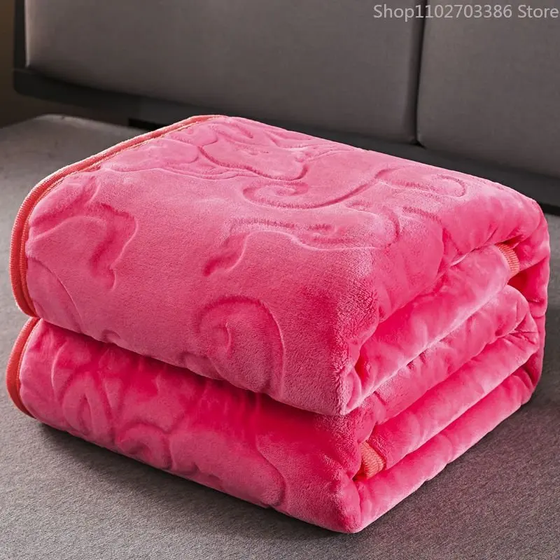 

Flannel Blanket Thickening Coral Fleece Blanket Bedspread Throws Blanket For Sofa Bed Solid Soft Warm Velvet Blanket