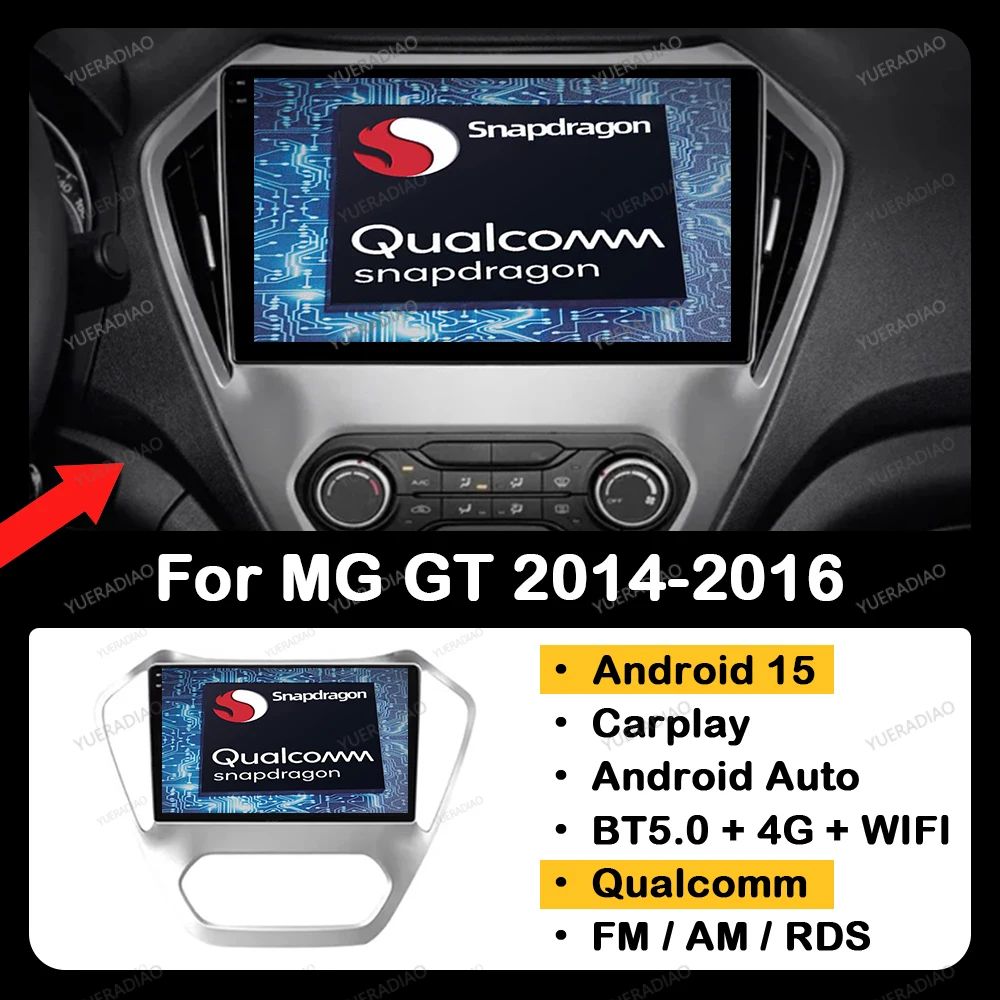 Фото Автомобильное радио Android 15 для MG GT 2014 2015 2016 GPS NAVI 4G WIFI BT Мультимедийный стерео видеоплеер Головное устройство 2DIN QLED Qualcomm №1