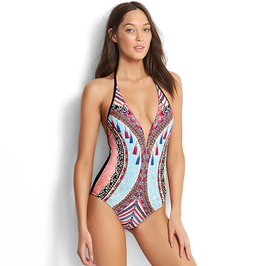 

Новинка лета 2022, женские купальники, пляжная одежда, комплект бикини, соблазнительные комбинезоны, комбинезоны с геометрическим узором, под...