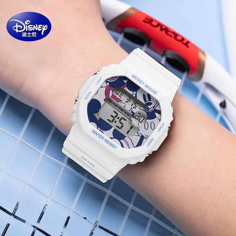 Disney Female Student Sports Waterproof Small Square Digital Watch  Multi-function Luminous Boy Children's Clock Relogio Masculi