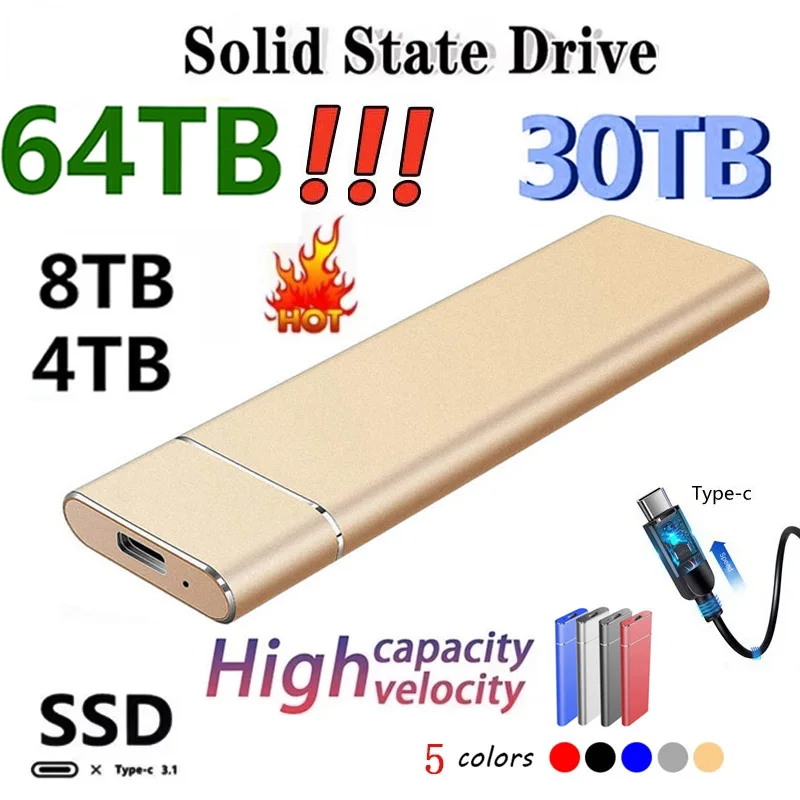 

2022 New High-Speed 30TB 26TB 18TB 10TB 4TB High-Speed Hard Disk External Mobile Hard Disk USB 3.1/Type-C Interface Mass Storage