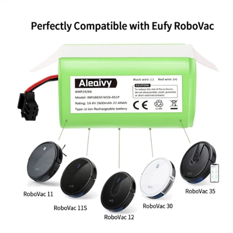 18650 battery pack 14.4V 2.6Ah for Cecotec Conga Excellence 950 1090 Ecovacs Deebot DN621 601 Eufy RoboVac 35C Panda i7 V710