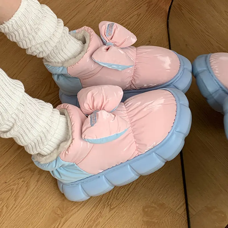 

Теплые ботинки, женские зимние ботильоны с бантом 2023, женская зимняя обувь, женская обувь, водонепроницаемые зимние ботинки с черепами, новая женская обувь