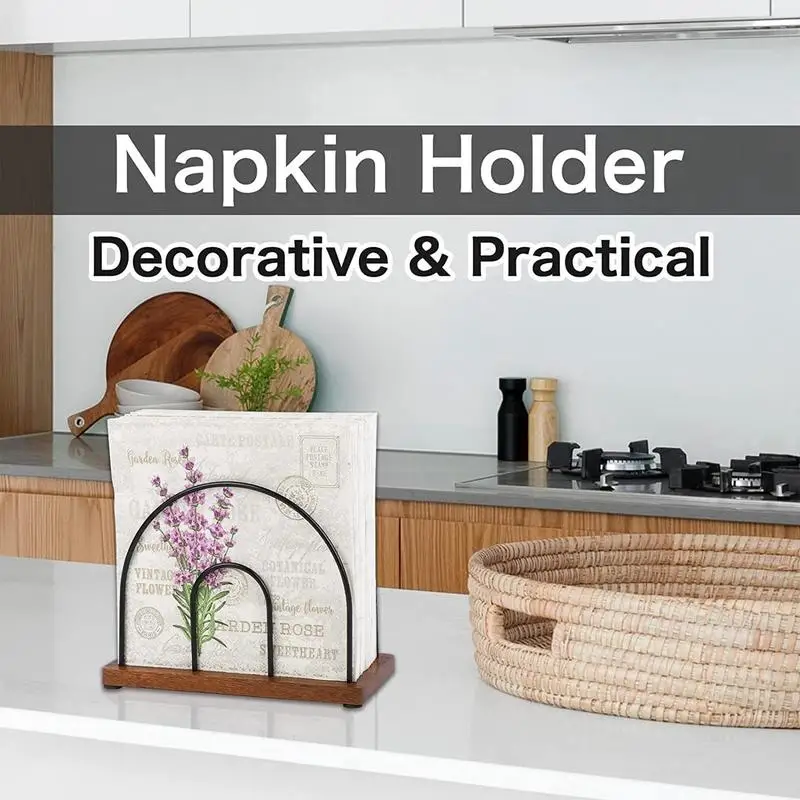 

Bar Table Napkin Holder Wood Base Upright Napkin Dispenser Countertop Napkin Organizer Tissue Paper Stand Table Storage Rack