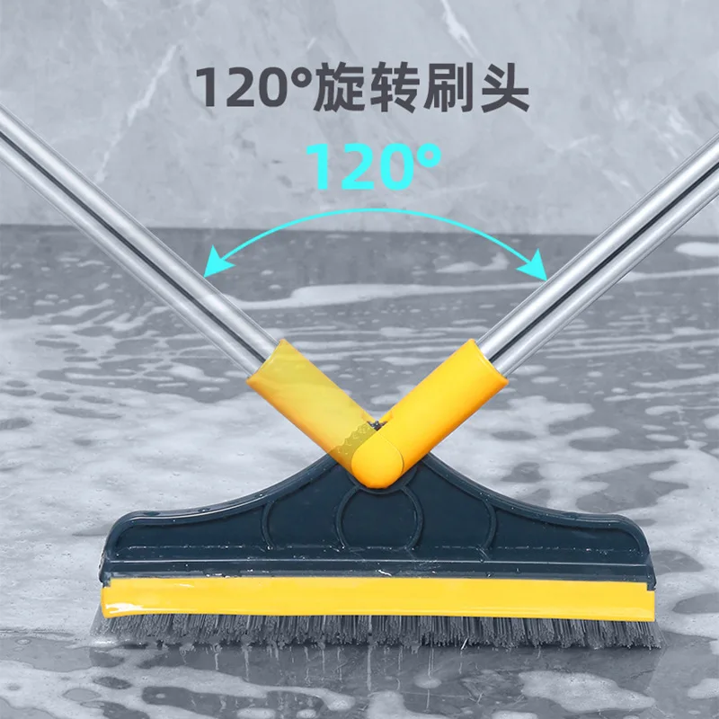 

Floor Scrub Brush 2 In 1 Long Handle Bathroom Wiper Stiff Bristle Window Squeegee Magic Broom Floor Mop Tub Tile Cleaning Tools